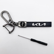 Брелок "Киа" BKO 012 черный металл кожа логотип на подвеске