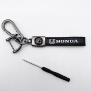 Брелок "Хонда" BKO 013 черный металл кожа логотип на подвеске