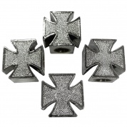 Колпачки на вентиль KNV 023-02 "Крести" серебро, пластик, 4 шт.