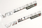 Шильдик эмблема автомобильный SHKP V8 4matic+ S серебро пластик