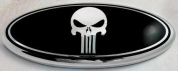 Шильдик эмблема автомобильный SHKP Punisher 145 черный пластик