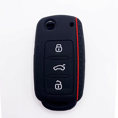 Чехол ключа CHEB022 "Volkswagen" (Bora, Skoda, Golf) черный силикон
