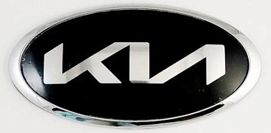 Шильдик эмблема автомобильный SHKP KIA SO15N "Киа овал новая" серебро размер 150*75мм