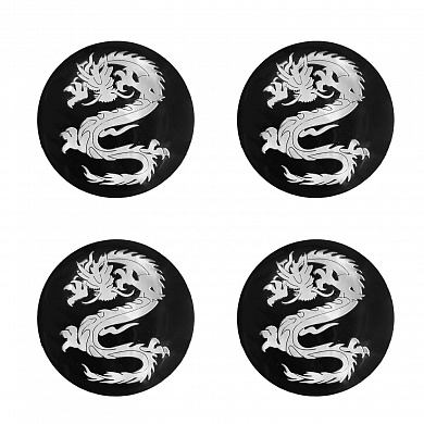 Наклейки на диски Дракон NZD6 102 черные, металлические, 60мм, 4 шт